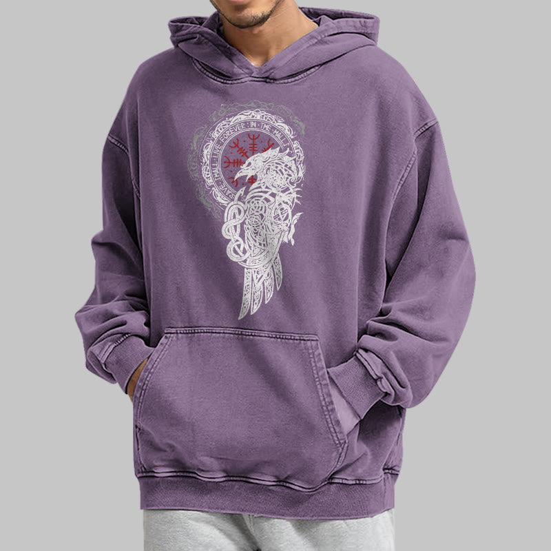 WorldNorse Celtic Raven Helm Of Awe Washed Hoodie - image 35