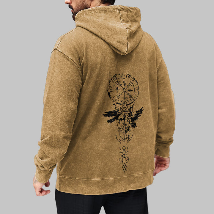WorldNorse Valknut Raven Back Print Washed Hoodie - image 28