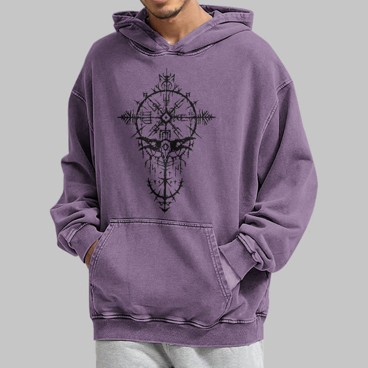 WorldNorse Tribal Bird & Viking Design Washed Hoodie - image 35