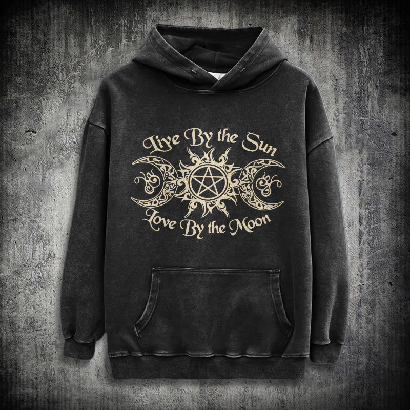 WorldNorse Live By The Sun Celtic Knot Washed Hoodie - Black - 3XL - image 0