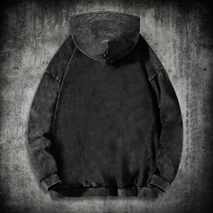 WorldNorse Yggdrasil Red Runes Viking Washed Hoodie - image 1
