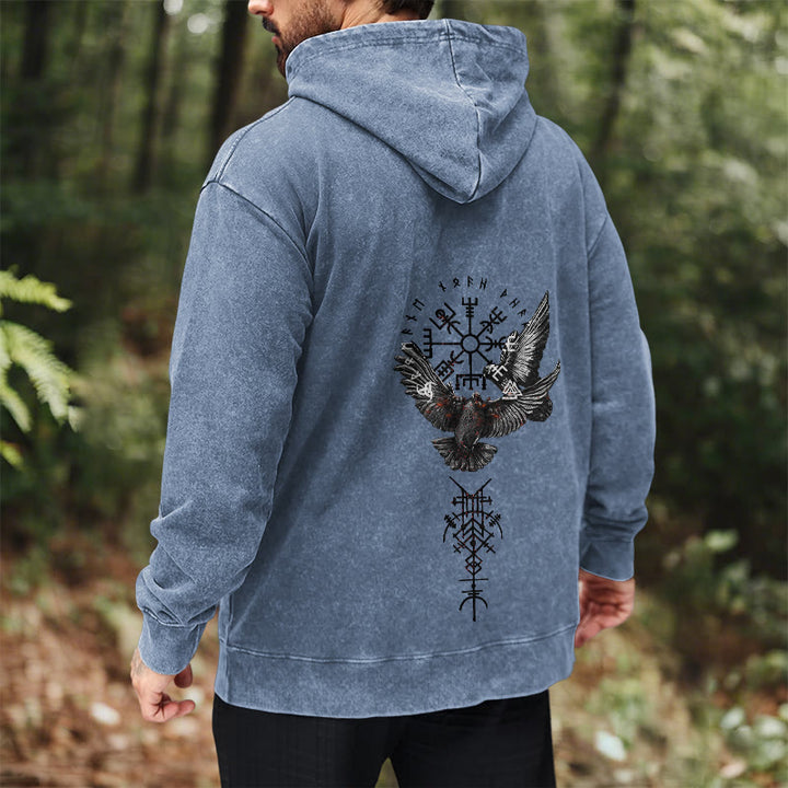 WorldNorse Viking Symbol Raven Vegvisir Washed Hoodie - image 23