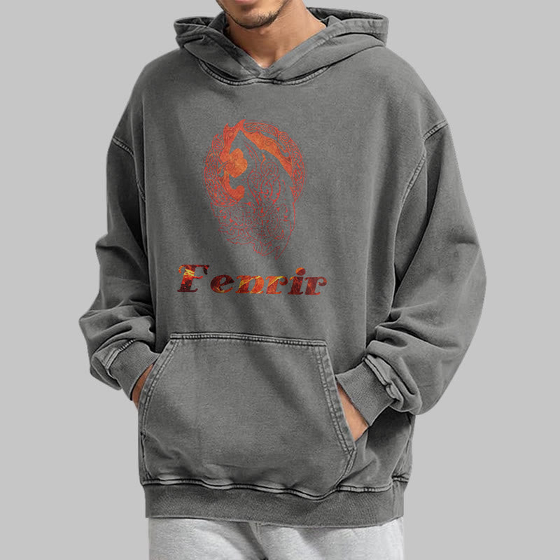 WorldNorse Fenrir Wolve Fire Washed Hoodie - image 14