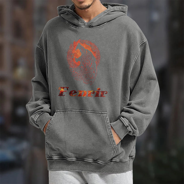 WorldNorse Fenrir Wolve Fire Washed Hoodie - image 16