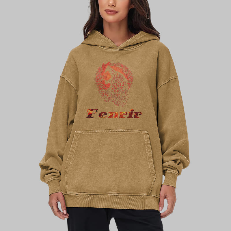 WorldNorse Fenrir Wolve Fire Washed Hoodie - image 31