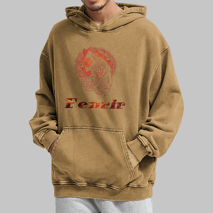 WorldNorse Fenrir Wolve Fire Washed Hoodie - image 28