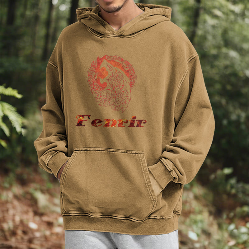 WorldNorse Fenrir Wolve Fire Washed Hoodie - image 30