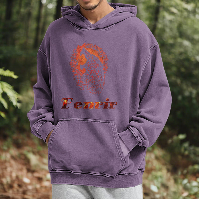 WorldNorse Fenrir Wolve Fire Washed Hoodie - image 36