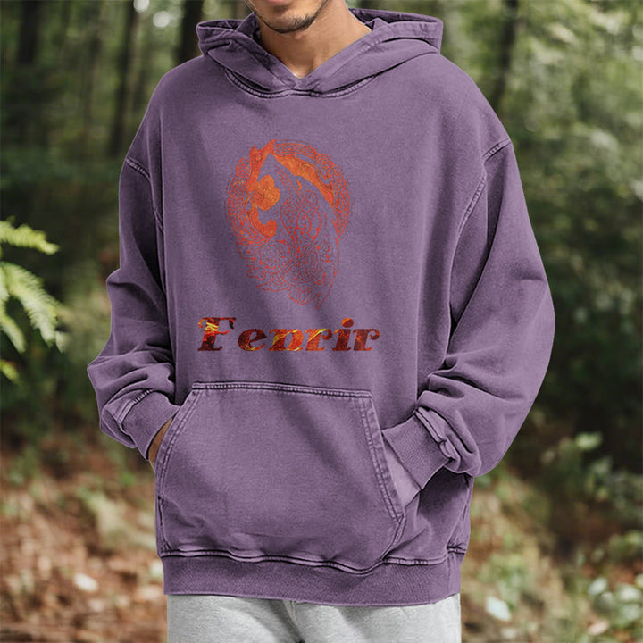 WorldNorse Fenrir Wolve Fire Washed Hoodie - image 36