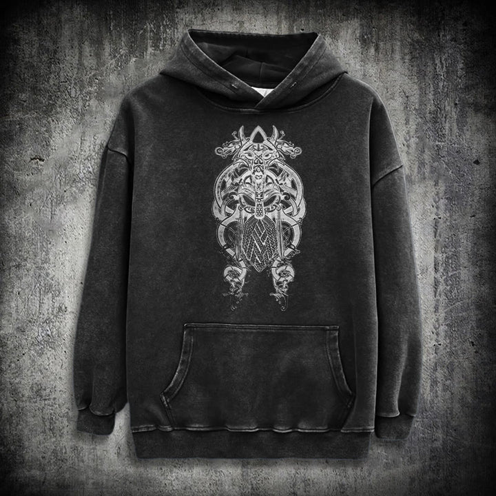 WorldNorse Odin Thor's Hammer Double-Sided Washed Hoodie - image 2