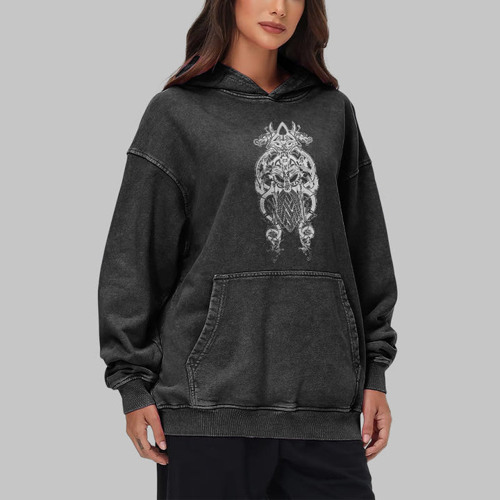 WorldNorse Odin Thor's Hammer Double-Sided Washed Hoodie - image 12