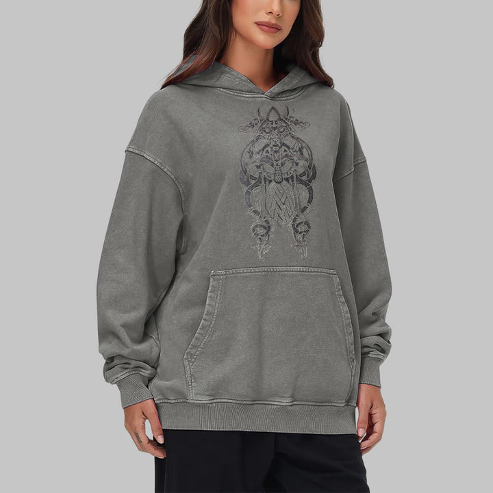 WorldNorse Odin Thor's Hammer Double-Sided Washed Hoodie - image 20