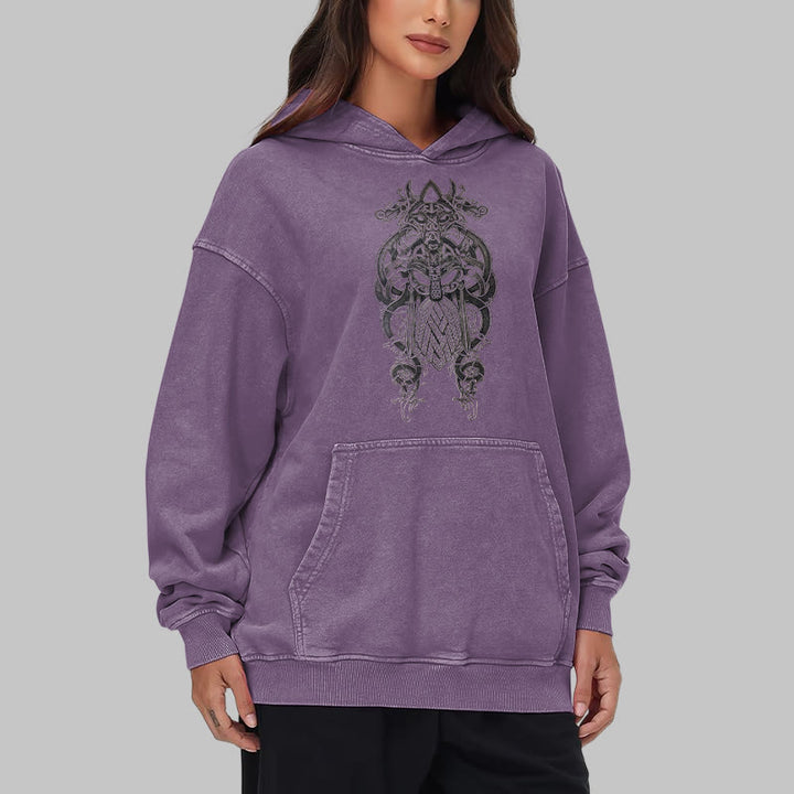 WorldNorse Odin Thor's Hammer Double-Sided Washed Hoodie - image 38