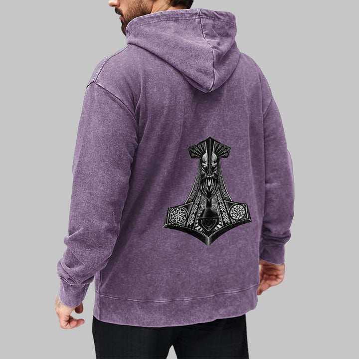 WorldNorse Odin Thor's Hammer Double-Sided Washed Hoodie - image 37