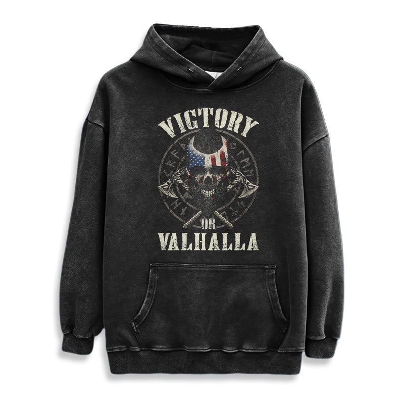 WorldNorse Victory Or Valhalla Warrior Washed Hoodie - image 2