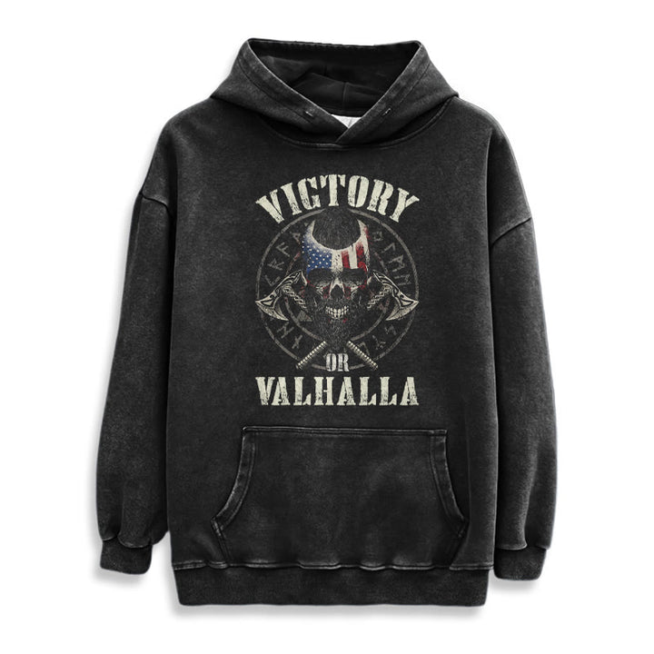 WorldNorse Victory Or Valhalla Warrior Washed Hoodie - image 2