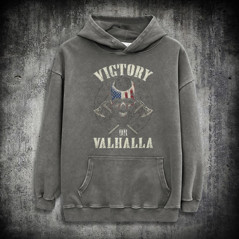 WorldNorse Victory Or Valhalla Warrior Washed Hoodie - Grey - 3XL - image 14