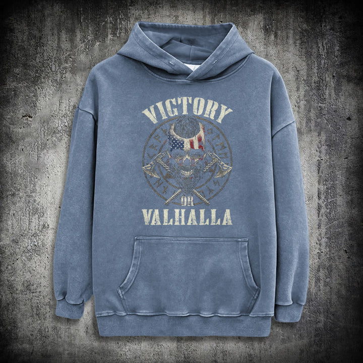 WorldNorse Victory Or Valhalla Warrior Washed Hoodie - Blue - 3XL - image 21
