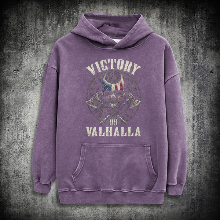 WorldNorse Victory Or Valhalla Warrior Washed Hoodie - Purple - 3XL - image 34