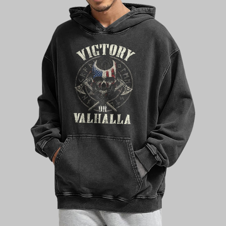 WorldNorse Victory Or Valhalla Warrior Washed Hoodie - image 4