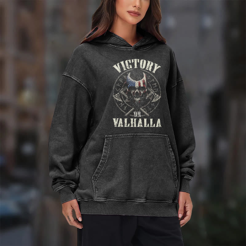 WorldNorse Victory Or Valhalla Warrior Washed Hoodie - image 13