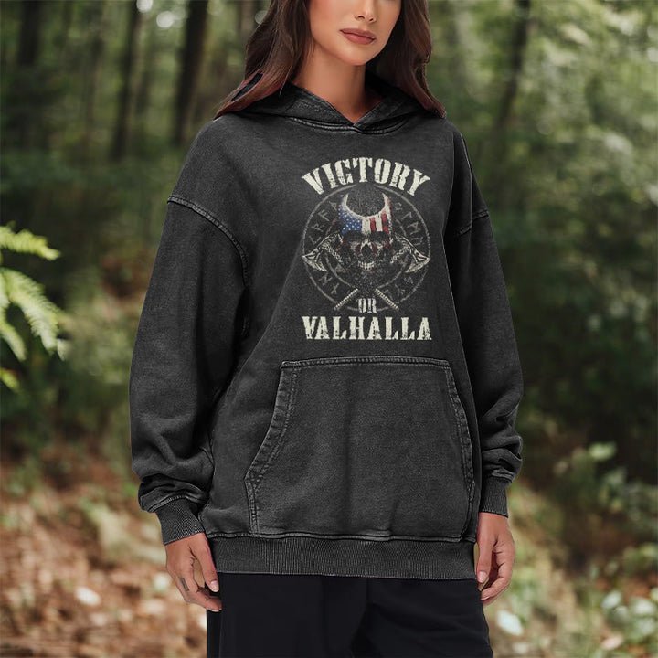 WorldNorse Victory Or Valhalla Warrior Washed Hoodie - image 12