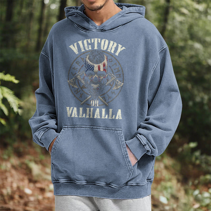 WorldNorse Victory Or Valhalla Warrior Washed Hoodie - image 25