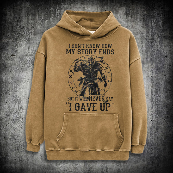 WorldNorse It Will Never Say ''I Gave Up'' Washed Hoodie - Khaki - 3XL - image 26