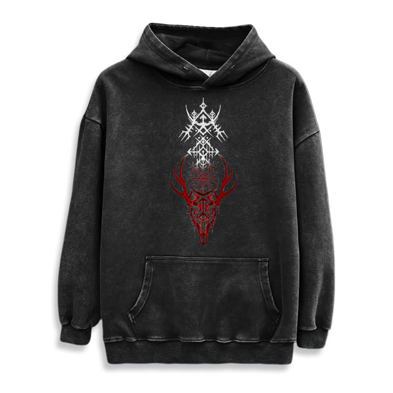 WorldNorse Viking Helm Of Awe Print Washed Hoodie - image 2