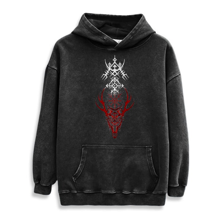 WorldNorse Viking Helm Of Awe Print Washed Hoodie - image 2