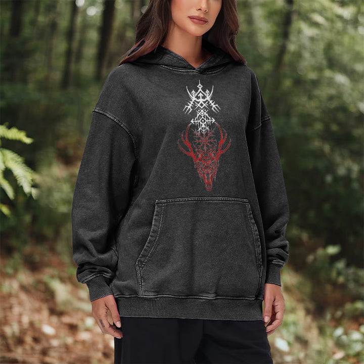 WorldNorse Viking Helm Of Awe Print Washed Hoodie - image 10