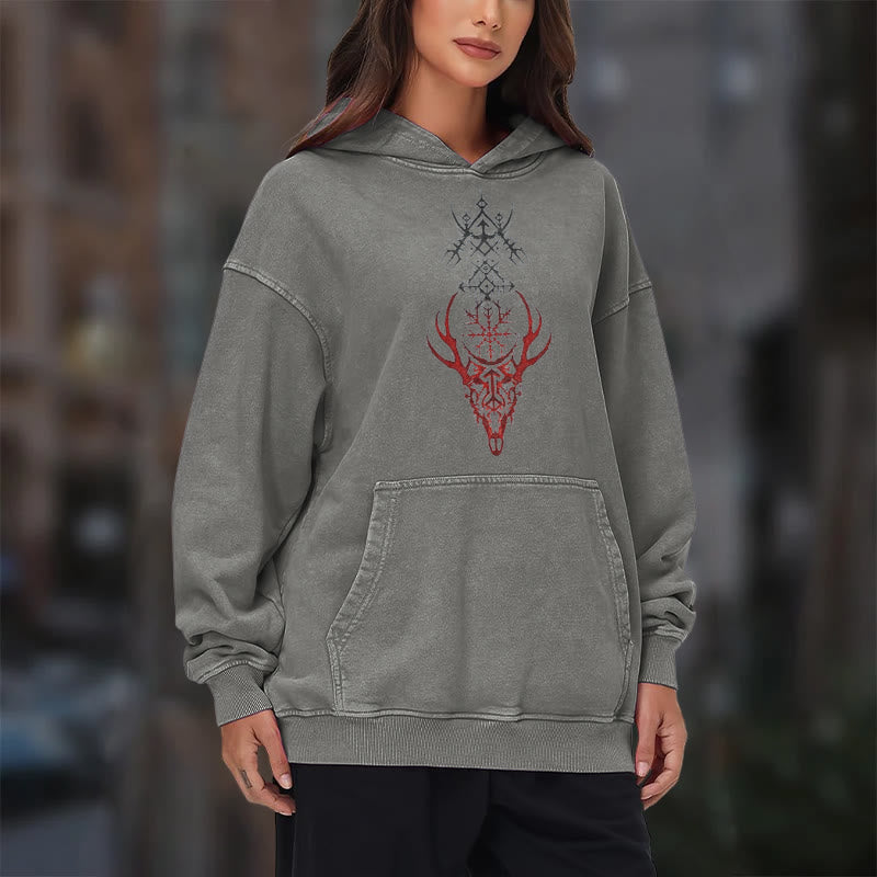 WorldNorse Viking Helm Of Awe Print Washed Hoodie - image 17