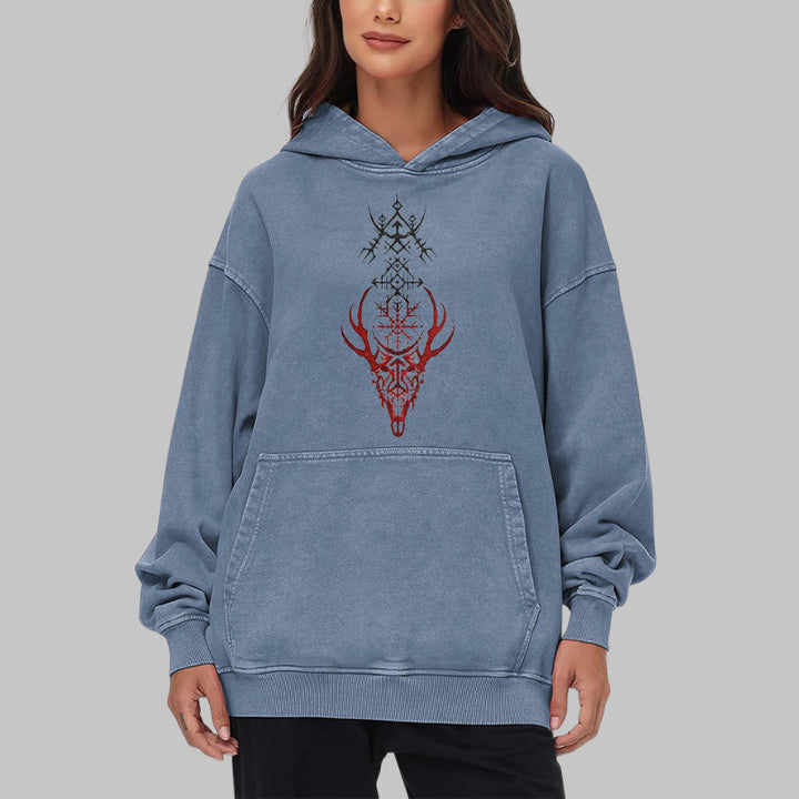 WorldNorse Viking Helm Of Awe Print Washed Hoodie - image 24