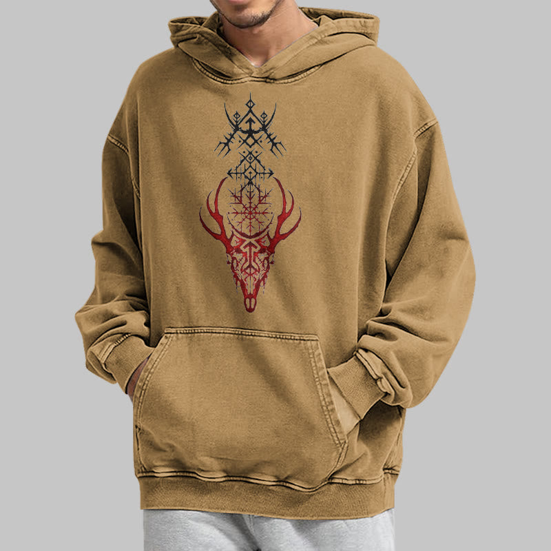 WorldNorse Viking Helm Of Awe Print Washed Hoodie - image 30
