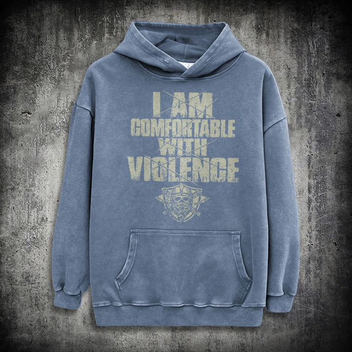 WorldNorse I Am Comfortable With Violence Washed Hoodie - Blue - 3XL - image 19