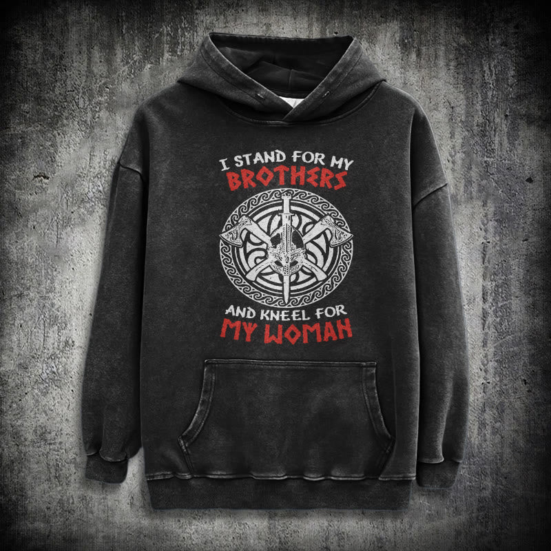 WorldNorse Viking Standbrothers Washed Hoodie - Black - 3XL - image 1