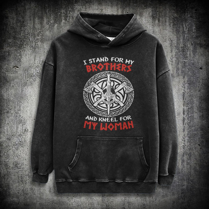 WorldNorse Viking Standbrothers Washed Hoodie - Black - 3XL - image 1