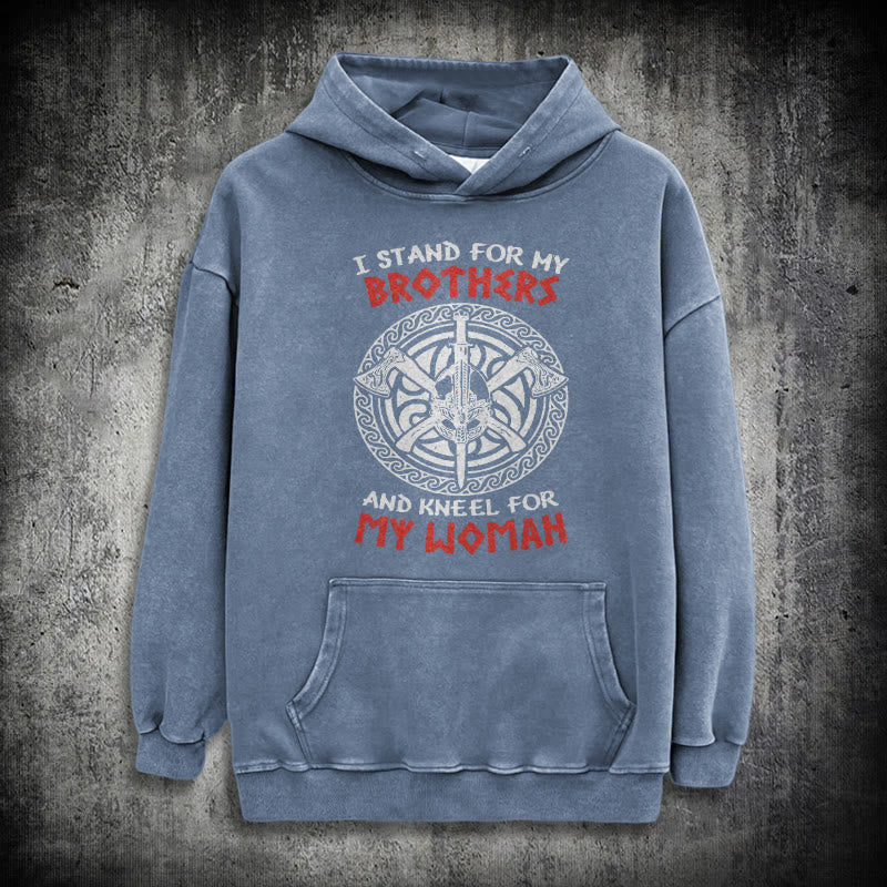 WorldNorse Viking Standbrothers Washed Hoodie - Blue - 3XL - image 19