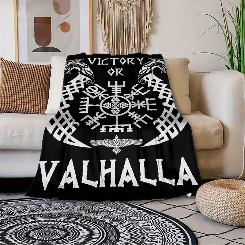 WorldNorse Vegvisir Norse Dragon Blanket - Black&White Valhalla - 264x228cm - image 12