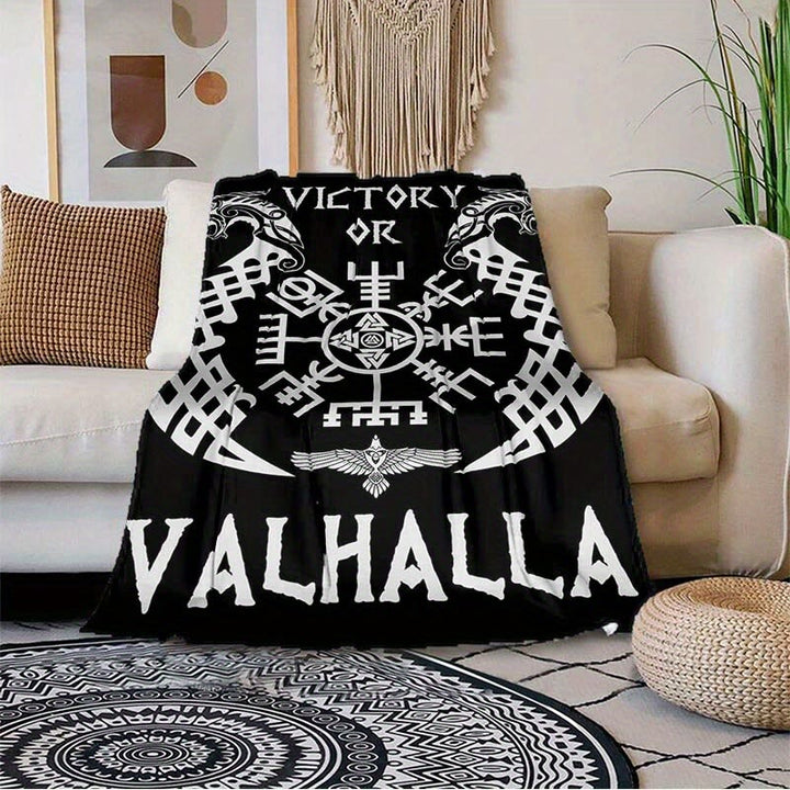WorldNorse Vegvisir Norse Dragon Blanket - Black&White Valhalla - 264x228cm - image 12