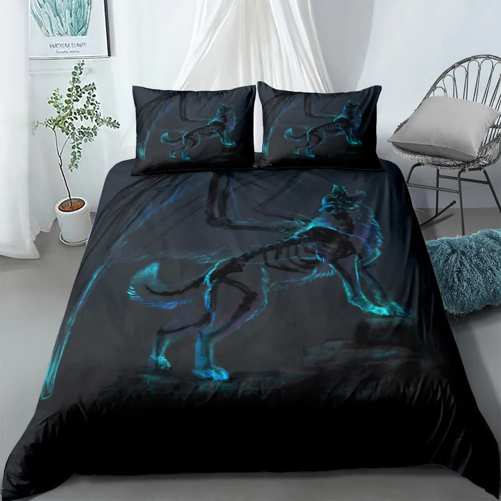 WorldNorse Celtic Knot Wolves Bedding Set - Blue Wolves - 260X240cm (1 Duvet Cover + 2 Pillow Case) - image 2