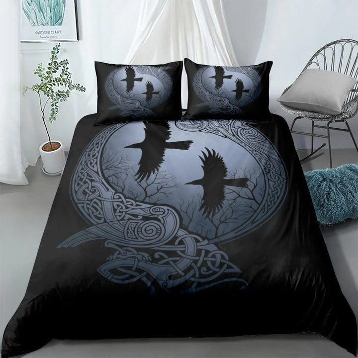 WorldNorse Raven Rune Bedding Set - Raven - 260X240cm (1 Duvet Cover + 2 Pillow Case) - image 3