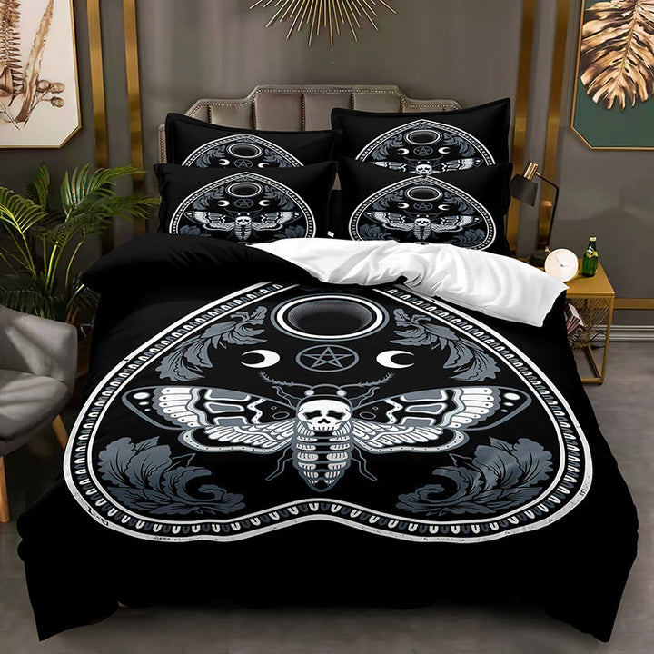 WorldNorse Gothic Mystic Bedding Set - Skull Moth - 264X228cm (1 Duvet Cover + 2 Pillow Case) - image 0