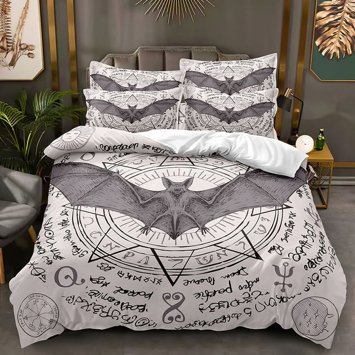 WorldNorse Gothic Mystic Bedding Set - White Bat - 264X228cm (1 Duvet Cover + 2 Pillow Case) - image 4