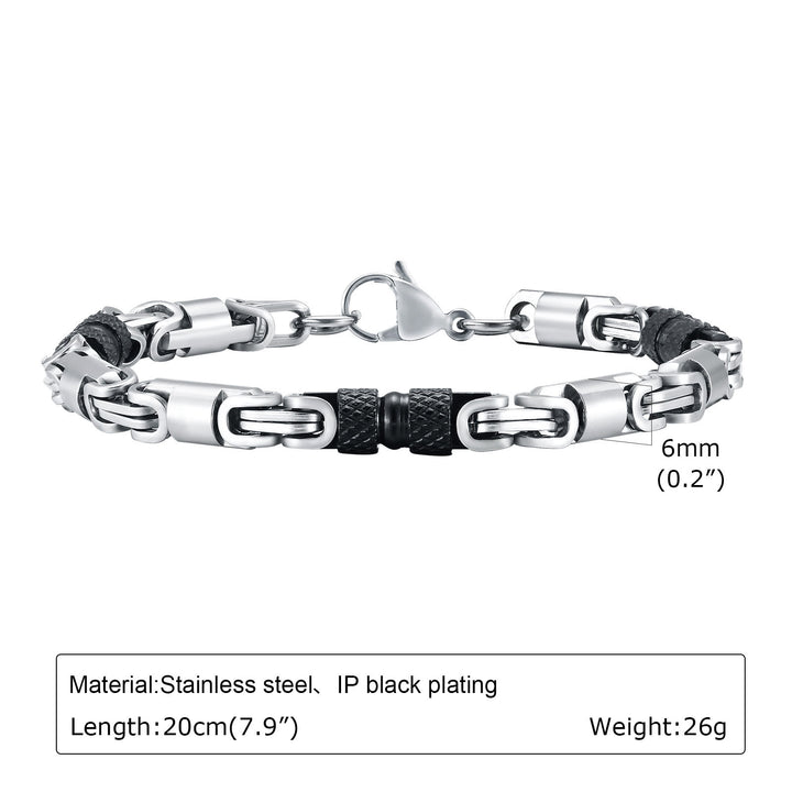 WorldNorse Link Stainless Steel Bracelet - Silver & Black 6mm*20cm - image 1