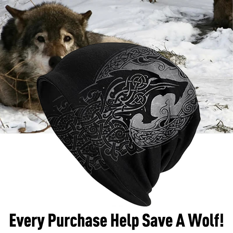 WorldNorse Wolves Celtic Gothic Beanie - Wolf & Celtic Knot - image 3