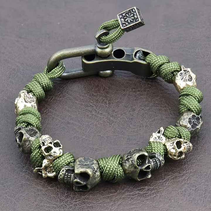 WorldNorse Skull Paracord Bracelet - Single Row Rope - Green - image 0