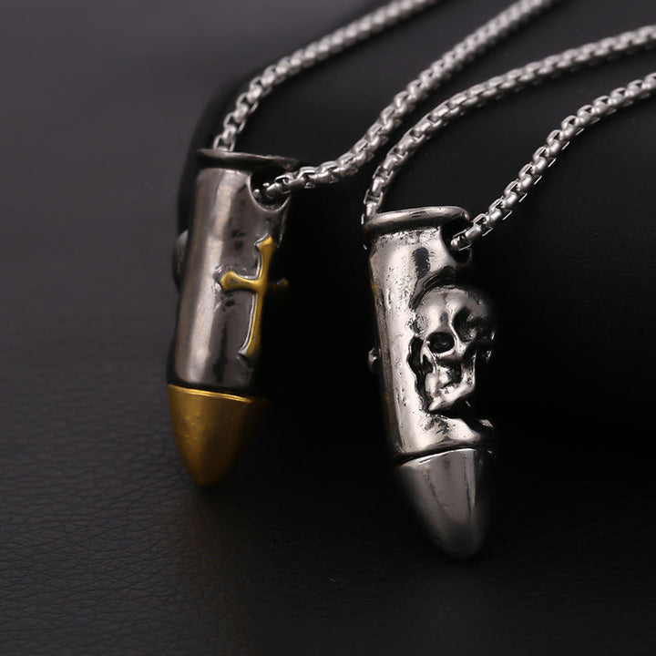 WorldNorse Skull Wrap Bullet Cross Necklace - image 0
