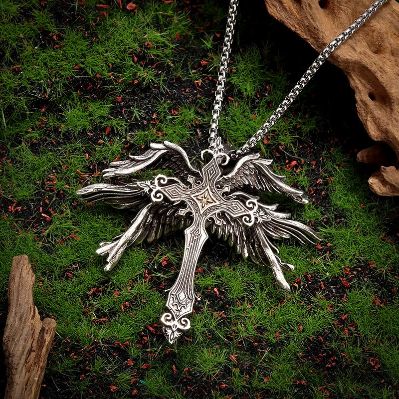 WorldNorse Holy Angel Six Wings Cross Necklace - image 1