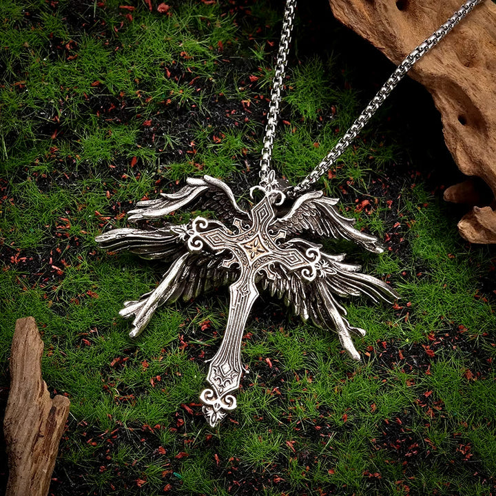 WorldNorse Holy Angel Six Wings Cross Necklace - image 1